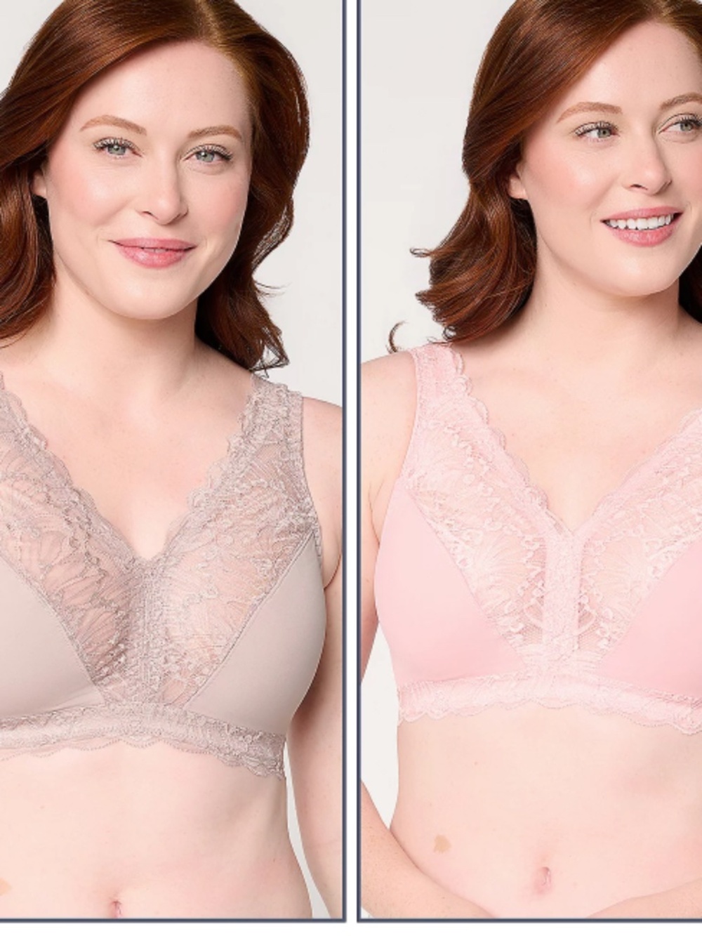 Breezies Soft Support Lace Wirefree Unlined Bra Set of 2, Fashion Sz XL a71365